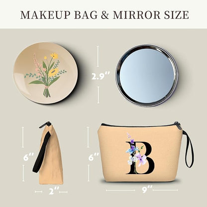 Birthday Inspirational Bridesmaid Proposal Team Small Gifts for Women Mom Aunt Teacher Sister Coworkers Makeup Cosmetic Bag Travel with Mirror Mothers Day Christmas Graduation B
