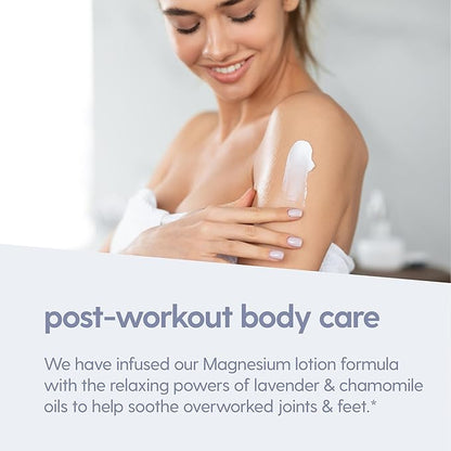 M3 Naturals Lavender & Chamomile Magnesium Lotion for Sleep, Relaxing Nightime Cream for Leg Cramps, Sore Feet and Joints | With Moisturizing Shea Butter, Coconut Oil, Collagen, Stem Cells, 8 fl oz