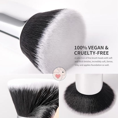 DUcare Kabuki Foundation Brush for Liquid Makeup Flat Top Professional Stick Buffing Blending Mineral Powder Large Face Makeup Brush, Black