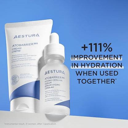 AESTURA ATOBARRIER365 Hydro CERA-HA Face Serum with Ceramide, Hyaluronic Acid, and Niacinamide for Skin Moisture Barrier Repair | Deep Hydration, Suitable for Dry & Sensitive Skin, 30ML / 1.01 fl.oz.