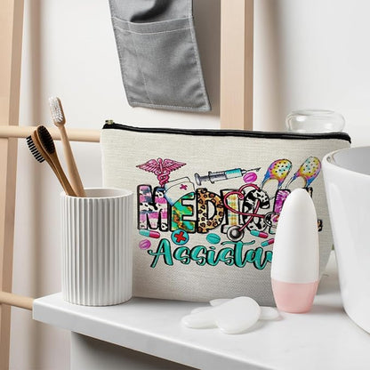 Medical Assistant Makeup Bag - Trendy Western Nurse Gifts, RN Cosmetic Bags Toiletry Bag for Women