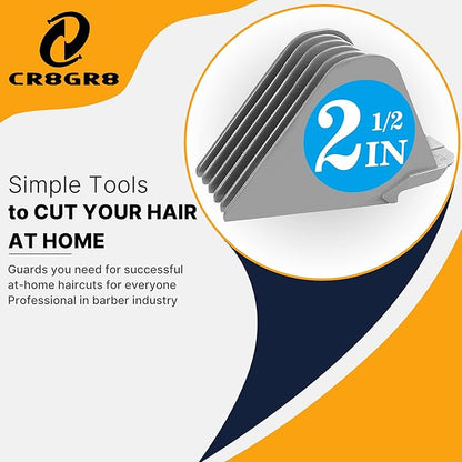 Clipper Guards for Wahl 10 12 14 16 18 20 Hair Clipper Guards 6pcs Extra Long Clipper Guard Attachments 2.5 Inch Clipper Guides Multiple Sizes Universal 2.5", 2.25", 2", 1.75", 1.5", 1.25" (Gray)