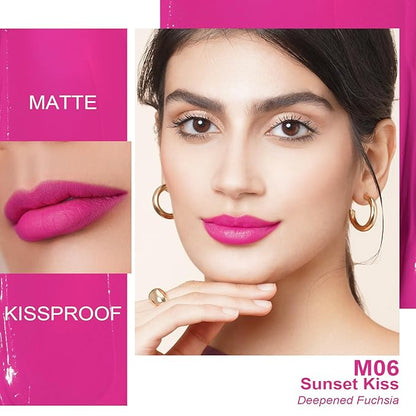 Oulac Matte Pink Lipstick for Women, Hot Pink Long Lasting Liquid Lipstick, High Impact Lip Color Full Coverage Lip Makeup with Vitamin E Waterproof Formula,Vegan M06