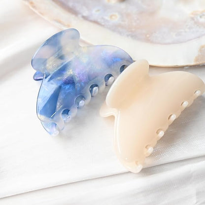 Handmade Celluloid Acetate French Design Barrettes Tortoise Shell Claws Hair Claw Luxury Fashion Accessories Hair Clip for Women (cream white)