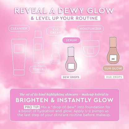Glow Recipe Watermelon Niacinamide Dew Drops, Travel Size - Brightening, Plumping Hydrating Face Serum, Makeup Primer + Liquid Highlighter with Hyaluronic Acid - Dewy & Glowing Korean Skin Care (15ml)