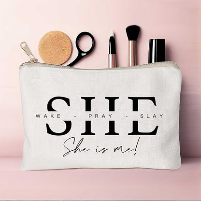 She Wake Pray Slay, She Is Me, Makeup Bag, I Am She, Motivational Cosmetic Bags, Entrepreneur Girl Boss, Boss Girl Gift, Mother's Day Gift, She Is Mom