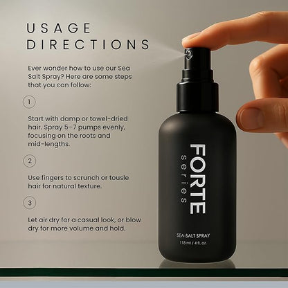 Alex Costa Sea-Salt Spray by Forte Series | Hair Volume for Men | Volumizing & Texturizing for Hair | Beachy Surfer Hair, Volume Hairspray for All Hair Types, (4 oz)