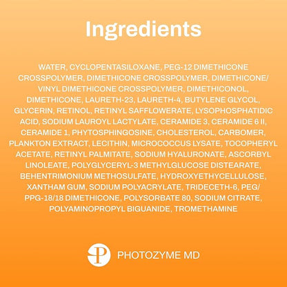Photozyme GFS Plus Night Serum with 0.5% Retinol – Anti-Aging Peptide Complex – Reduces Wrinkles, Dark Spots & Sun Damage – Brightens, Firms & Evens Skin Tone – 0.5 fl oz