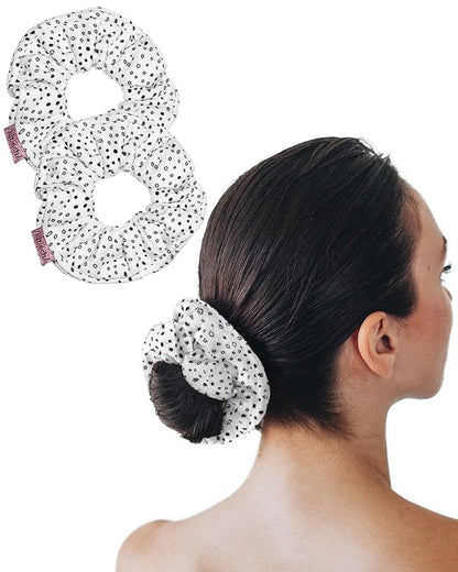 Kitsch Microfiber Hair Towel Scrunchies - Soft and Highly Absorbent Microfiber Scrunchie for Women | Reduces Heat Drying Time | Ideal Gifts for Women - 2pcs (Micro Dot Design)