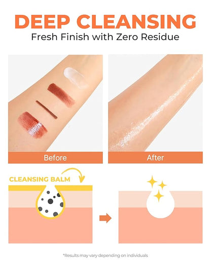Yuja Sherbet Cleansing Balm - Korean Makeup Remover with Citron Extract Vitamin C Oil Cleanser Moisturizing Sebum Control Gentle Pore Care - Fresh Yuzu Scent, 3.04 fl.oz