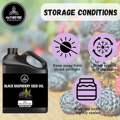 Naturevibe Botanicals Black Raspberry Oil 32 Ounces | 100% Pure and Natural | Great for Skin Care and Hair Care
