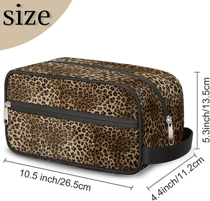 Fashion Leopard Tiger Skin Travel Toiletry Bag for Women Men Lightweight Cosmetic Makeup Bag Organizer Waterproof Shaving Bag Dopp Kit with Large Capacity for Toiletries and Shaving Accessories