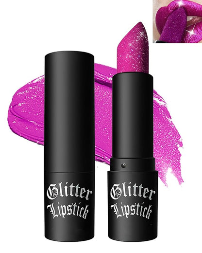 Diamond Glitter Matte Lipstick,Rose Red Tinted Lip Gloss,Metallic High Pigment Lip Stain Lipstain,Longlasting Waterproof Non-Stick Lipgloss Lipstick,Shimmer Lip Blam Tint,Makeup Gift for Women-04