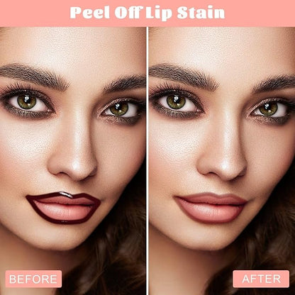 Lip Stain - Peel Off Lip Liner, Long Lasting Lip Liner with Matte Finish, Waterproof & Transfer Proof Lip Gloss, Non-Stick Cup & Highly Pigmented Color, Easy to Use for All Skin Types (Rose)
