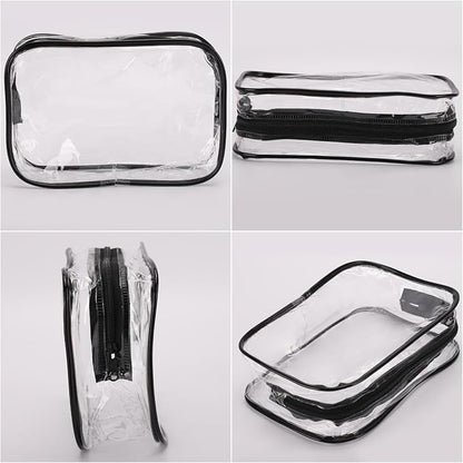 Tbestmax 20 Pack Clear Cosmetic Bags Makeup Bags Portable Waterproof Travel Toiletry Bags Organizer Black, 7.5"x 4.8"x 2.3"
