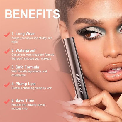 OETUIOW Lip Liner Stain, Lip Stain Moisturizing & Enhancing Complexion for All Skin Types Women, Lip Lint Waterproof & Long-Lasting (Coral)