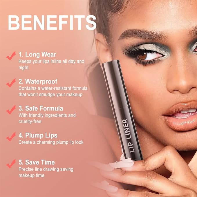 OETUIOW Lip Liner Stain, Lip Stain Moisturizing & Enhancing Complexion for All Skin Types Women, Lip Lint Waterproof & Long-Lasting (Mauve)