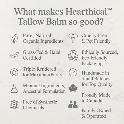 Halal Grass Fed Beef Tallow For Skin – 70g Organic Beef Tallow Moisturizer – Beef Tallow Face Moisturizer & Beef Tallow Face Cream – Pure Beef Tallow Balm with Black Seed and Jojoba