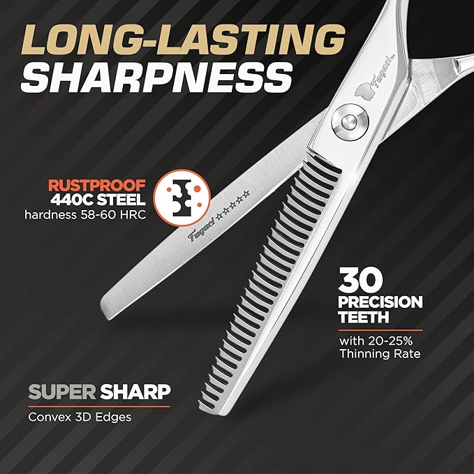 Fagaci Professional Hair Cutting Scissors 6” Japanese Steel for Ultra-Precise Cuts, Thinning Scissors for Texturizing, Extreme Durability Hair Shears, Hair Cutting Barber Scissors