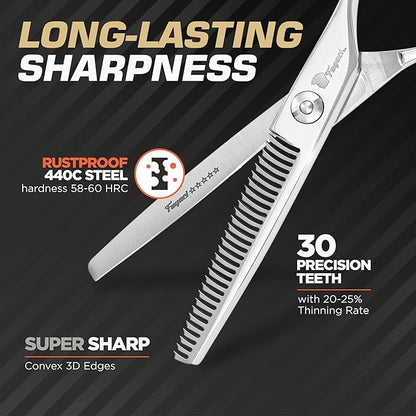 Fagaci Hair Thinning Scissors 6" with 440C Steel, Extreme Sharpness & Precise Cuts Texturizing Shears, Barber Thinning Shears, Hair Cutting for Women & Men, Slim Blades Texturizing Scissors