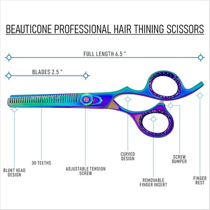 BEAUTICONE Thinning Shears for Hair Cutting, Professional Barber Hair Scissors, texturizing shears for Women/Men Trimming, Salon, Hair Layering scissor, Stainless Steel
