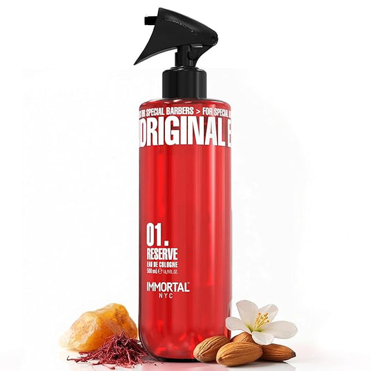 Immortal NYC Reserve 01, After Shave Spray Body/Face Men's Cologne, 17 oz, Exclusive Barbers, Softens Skin, Refreshes, Disinfects and Relieves Face and Skin, Moisturizing Formula After Shaving