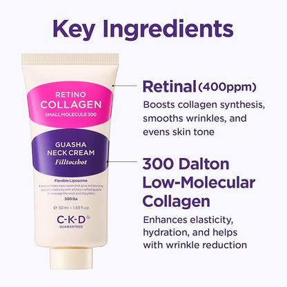 CKD Gua Sha Neck Cream Filltocshot [Refill] - Advanced Anti-Aging Neck Firming Cream with Massage Roller. Visibly Reduces Wrinkles, Lifts & Tightens Sagging Skin, Boosts Elasticity, Korean Skincare.