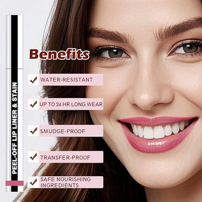 Lip Liner Stain Peel Off with Tweezer, Long Lasting Matte Lip Tattoo, Highly Pigmented Color Lip Tint Makeup, Waterproof, Transfer-proof Lipstain for Women, for All Skin Types