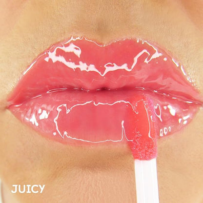 Winky Lux Juicy Very There Lip Oil - Hydrating Coral Pink Tint with Jojoba Oil, Non-Sticky Glossy Lip Oil, Bright Pink Gloss for Juicy Lips & Soft Vanilla Scent