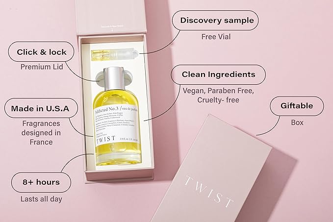 Twist - Addicted No. 3 - Eau De Parfum Inspired by Y. B.lack O.pium Long-Lasting Perfume For Women, Amber & Vanilla, Vegan, Clean Ingredients, Fragrance - Spray 100 ml | 3.4 fl. oz.