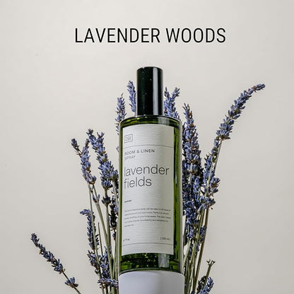 Craft & Kin Lavender Home Fragrance Bundle | Lavender and Wood Scented Candles + Lavender Room Spray | Men's Soy Candles & Room Freshener