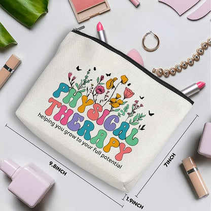 Physical Therapy Gifts Physical Therapist Gifts Makeup Bag Occupational Therapy Gifts Inspirational Retro Flower PT Gifts Office Cosmetic Bag for Women Therapist Birthday Christmas Appreciation Gifts