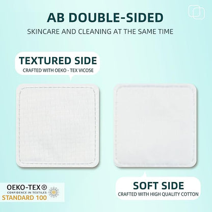 Premium Exfoliating Cotton Pads (60 Count) - 100% Cotton, Extra-Soft and Lint-Free, Durable Squares for Facial, Lip, and Eye Makeup Removal