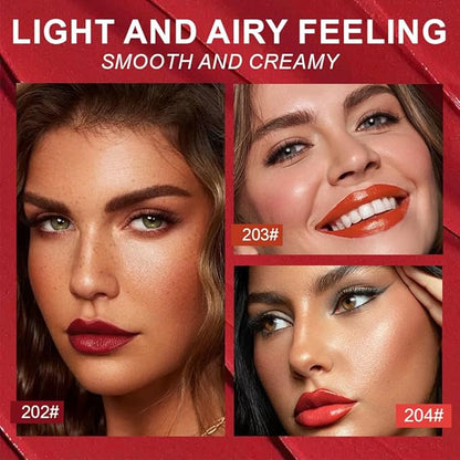evpct 3Pcs Silky Creamy Matte Lipsticks Set for Women, Orange Ruby Cherry Red Matte Lipstick Lip Blam Sticks Long Lasting Waterproof, Lightweight and Hydrating Moisturizing Lipstick 24 Hour Originales