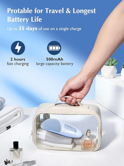 COSLUS Facial Cleansing Brush Silicone Face Scrubber: IPX7 Waterproof Rechargeable Face Wash Brush, 4 Cleansing Modes , Electric Face Brush for Cleaning, Exfoliating, Massaging