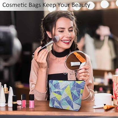 Woman Makeup Bag Triangle, Geometric Stripe Triangle Makeup Bags Travel Cosmetic Bags Toiletry Makeup Organizer Pencil Pouch Make Up Cosmetic Bag For Owners Lady Birthday Gifts