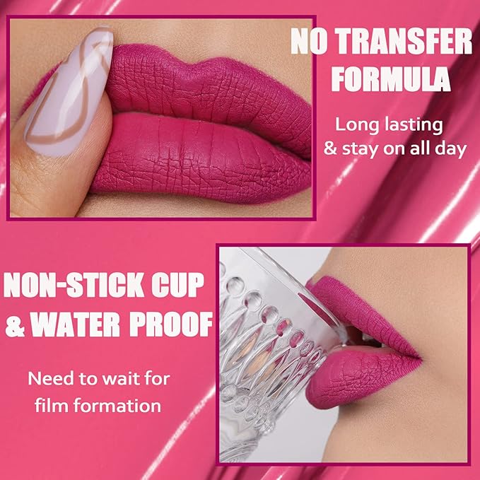 Oulac Matte Liquid Purple Lipstick for Women, Dark Violet Long Lasting Lipstick, Waterproof Lip Stain, No Transfer, Creamy High Pigmented Formula with Vitamin E, Vegan & Cruelty-Free M15