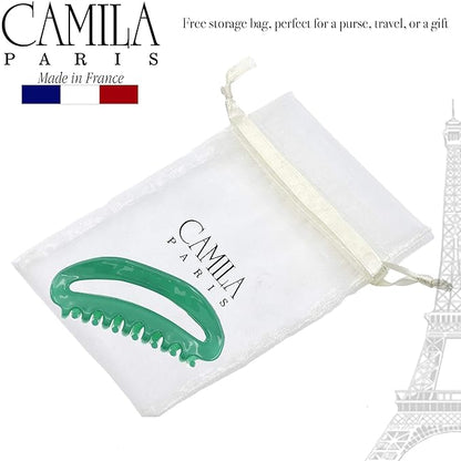 Camila Paris CP2581 French Hair Clip for Women, Green, Girls Hair Claw Clip Jaw Fashion Durable and Styling Hair Accessories for Women, Luxury Ladies Strong Hold No Slip Grip Clamp, Made in France