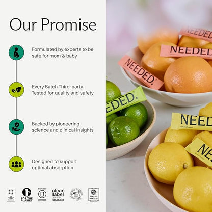 Needed. Hydration Support with Electrolytes & Trace Minerals – Electrolytes for Pregnancy & During Lactation - 30 Hydration Packets Lightly Sweetened with Real Fruit, Variety