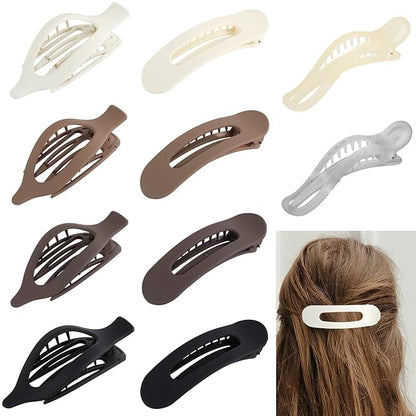 10 Pack French Flat Hair Clips for Women – Large Matte Flat Claw Clips, No-Slip Hair Clips for Thick & Thin Hair, Strong Hold Styling Barrettes, French Flat Hair Accessories