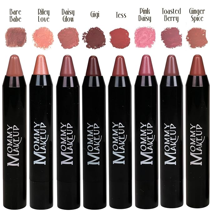 Mommy Makeup Triple Sticks Lipstick, Cream Blush & Teatment All-In-One with Shea & Cocoa Butter - Soft & Creamy Moisturizing Lip Crayon For Lips & Cheeks (Ginger Spice)