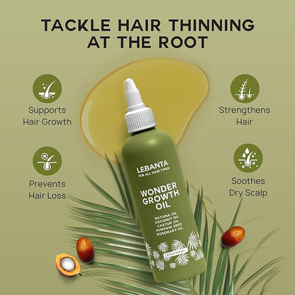 Batana Oil For Hair Growth - 100% Pure, Raw & Natural Blend With Organic Castor, Pumpkin Seed, Coconut and Rosemary Oil - Thicker, Stronger Hair Gifts For Men & Women Scalp (1 Pack)