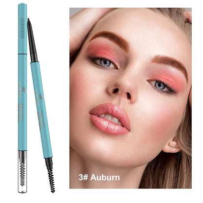 TurritopsisD Eyebrow Pencil Liner (2-Pack Auburn) Waterproof Long-Lasting Retractable Extra-slim Pen Fine-tip Built-in Brush Create Eye Brow Natural Makeup