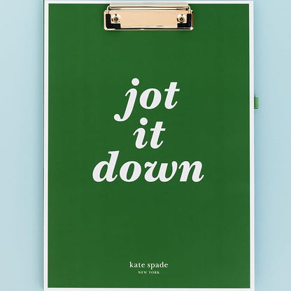 Kate Spade New York Clipboard Folio with Low Profile Clip, Professional Padfolio Includes Lined Notepad, Pen Loop, and Pocket (Jot it Down)