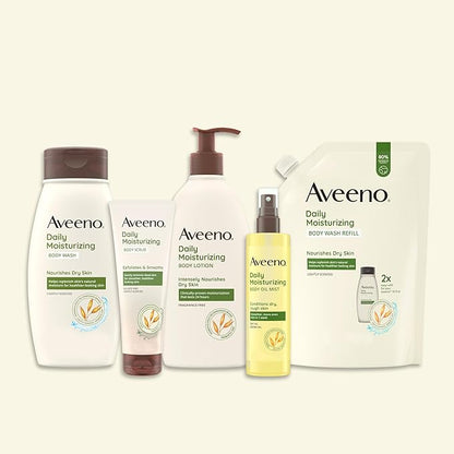 Aveeno Daily Moisturizing Body Oil Mist with Oat & Jojoba Oil for Dry Sensitive Skin, Nourishing Body Spray for Smoother Skin, Paraben-, Silicone- & Alcohol-Free, Twin Pack, 6.7 fl. oz, 2 Pack