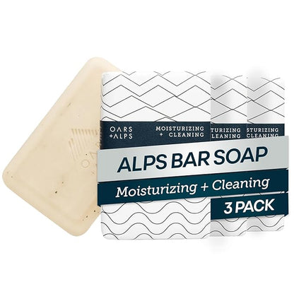 Oars + Alps Moisturizing Men's Bar Soap, Dermatologist Tested and Made with Clean Ingredients, Travel Size, 3 Pack, 6 Oz Each