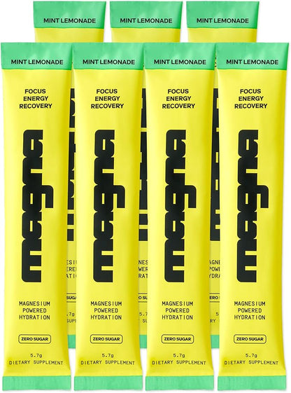 MAGNA Electrolytes Powder Drink Mix for Hydration, Energy & Focus Support with Magnesium L Threonate, Sodium, Potassium, Vitamin D, B6 & B12, Sugar Free, Mint Lemonade Flavor, 7 Servings
