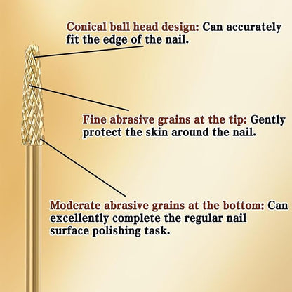 2Pcs 3/32" Cuticle Bit Gel Remover Drill Bit, Remove Dead Skin Small Cone Clean Medium Grit Carbid Professional Manicure Tool for Electric Nail Drills Conical Accessories for Home Use Nail Salons