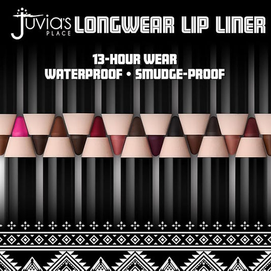 Juvia's Place Long Wear Lip Pencil – Ruby – Waterproof & Kiss-proof, Long Lasting Lip Liner, Smooth Makeup Application - Soft Matte Finish Base for Lipstick - 13 Hours of Wear for Everyday Use