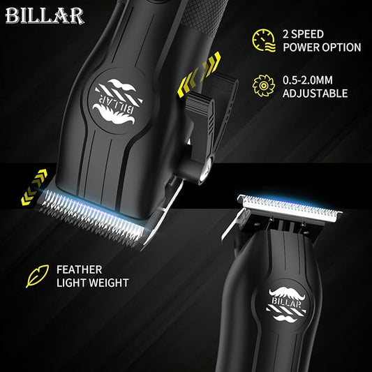 BILLAR Professional Barber Clippers and Trimmer Set - Foil Shaver Professional Hair Clippers for Men, Mens Cordless Hair Clipper for Barbers Haircut Kit（Black）